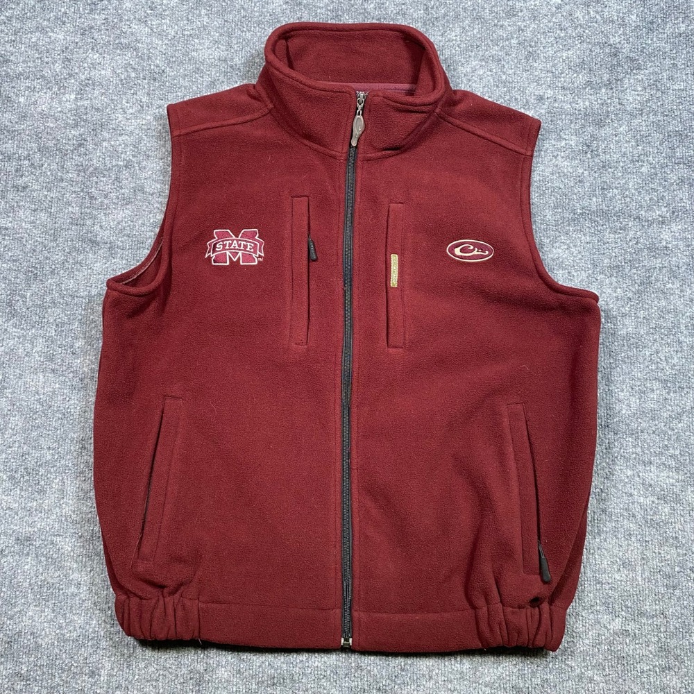 Drake Waterfowl Mississippi State Bulldogs‎ Fleece Vest Mens Large Red Full Zip